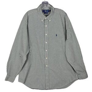 Ralph Lauren Blake Shirt Men's XL Green White Check Black Pony Button Down‎